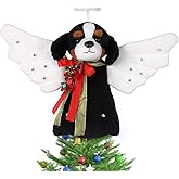 Beeveer Christmas Tree Topper Decoration Lighted Animal Angel Tree Topper with Glitter Wings LED Lighted Ornament for Christmas Holiday Mantel Table Decor Home Decorations Supplies(German Shepherd)