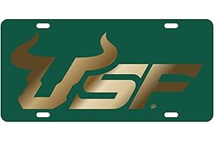 CRAFTIQUE UNIVERSITY OF SOUTH FLORIDA Bulls Mirrored Logo Auto License Plate Tag