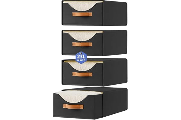 Baesyhom 4 Pcs Closet Drawers and Large Size Clothes Storage Bins Push-Out Storage Stackable Shelf Drawers with See-Through W