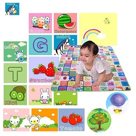 Vachan Creation Waterproof Double Sided Baby Play Mat Child Activity Foam Floor Soft Kid Eductaional Toy Gift Gym Crawl Blanket Ocean Zoo Carpet- 120 x 180cm