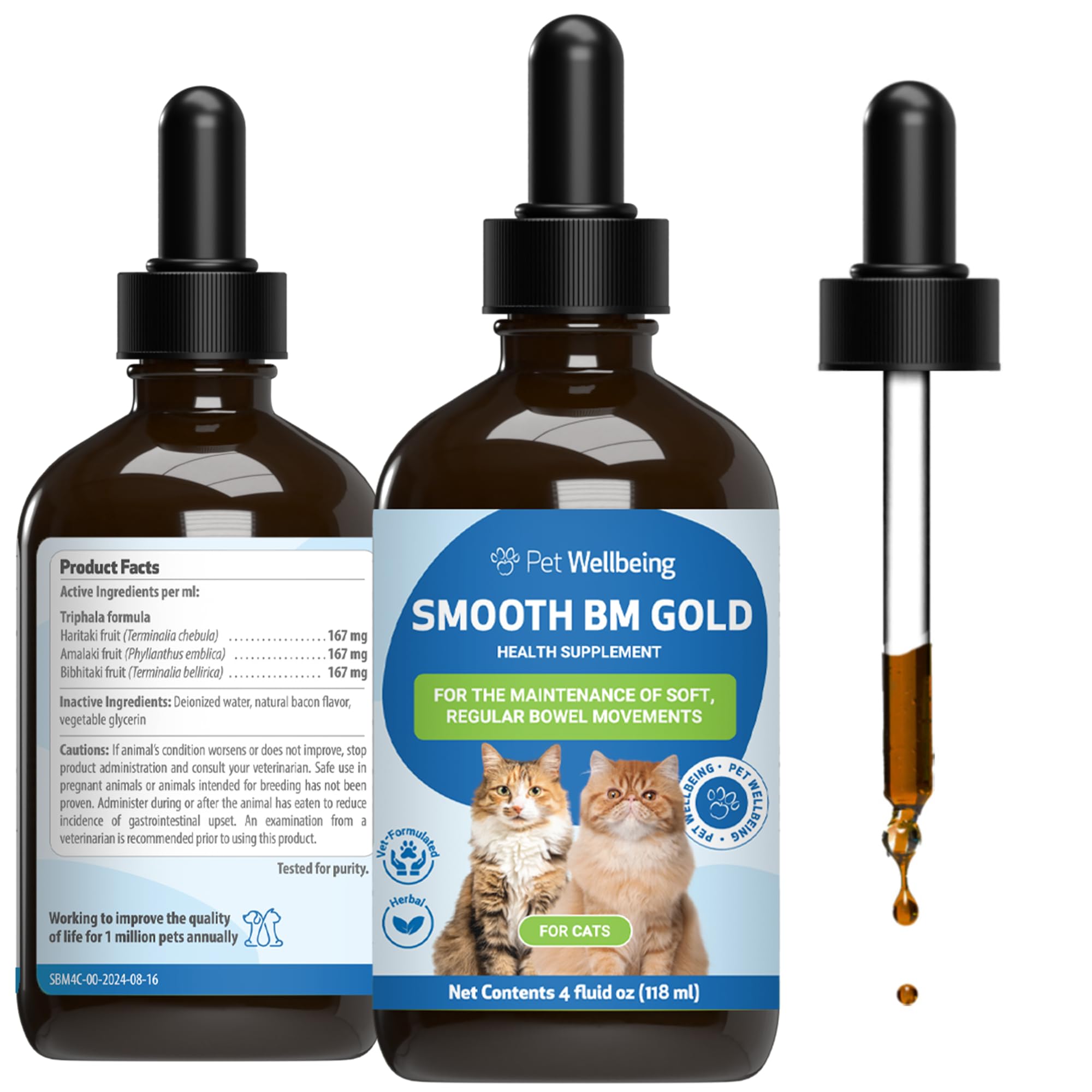 Pet Wellbeing Smooth BM Gold for Cats & Dogs - Supports Healthy Bowel Movements, Normal Consistency, Gastrointestinal Health, Triphala - Veterinarian-Formulated Herbal Supplement 4 oz (118 ml)