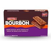 BRITANNIA Bourbon the Original-Choco Creme Biscuits 13.7oz (390g) - Smooth Chocolate Cream Spread In between Crunchy Chocolate Cookies, Breakfast, Lunch Snacks Topped with Sugar Crystals (Pack of 1)