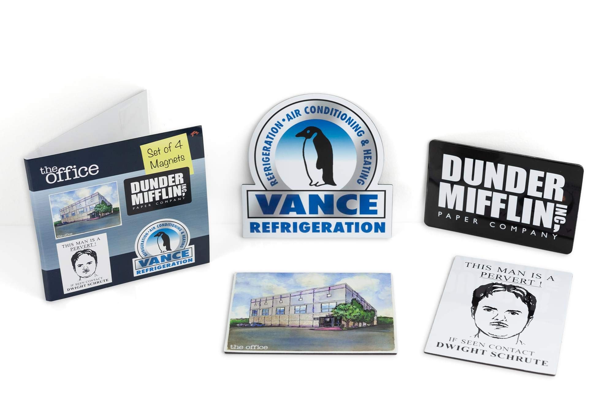 Just Funky The Office Fridge Magnet Set - 4pcs Cool 4x3 Inches Flat Refrigerator Magnets