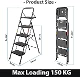 BONTEC 4 Step Folding Ladder 150kg Heavy Duty with Tool Tray and Handrail view 3