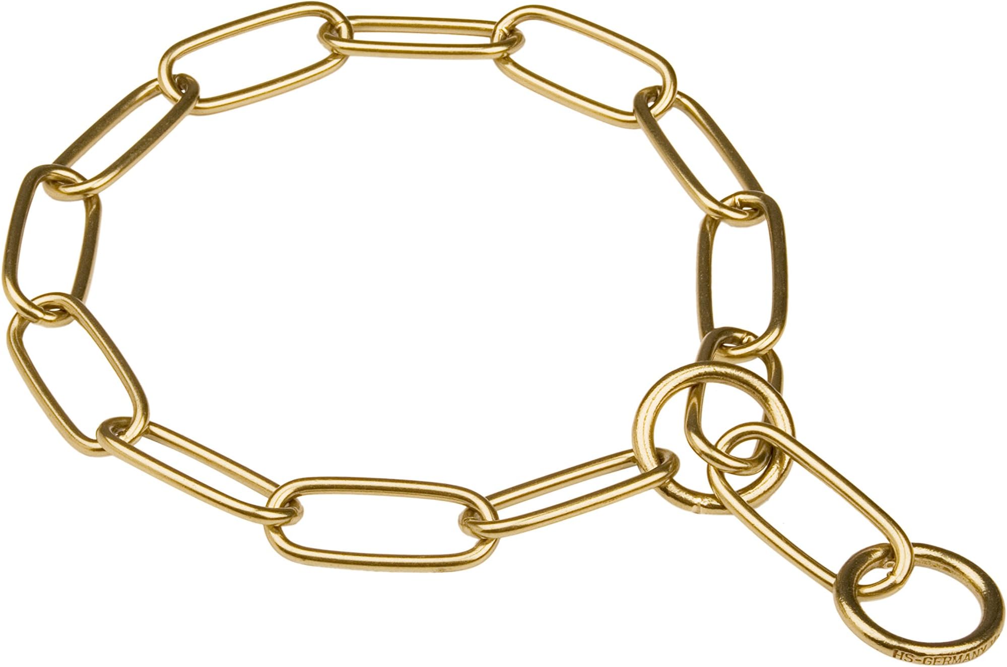 Herm Sprenger Brass Long Link Chain Collar for Great Pyrenees - 4.0 mm x 28 inches