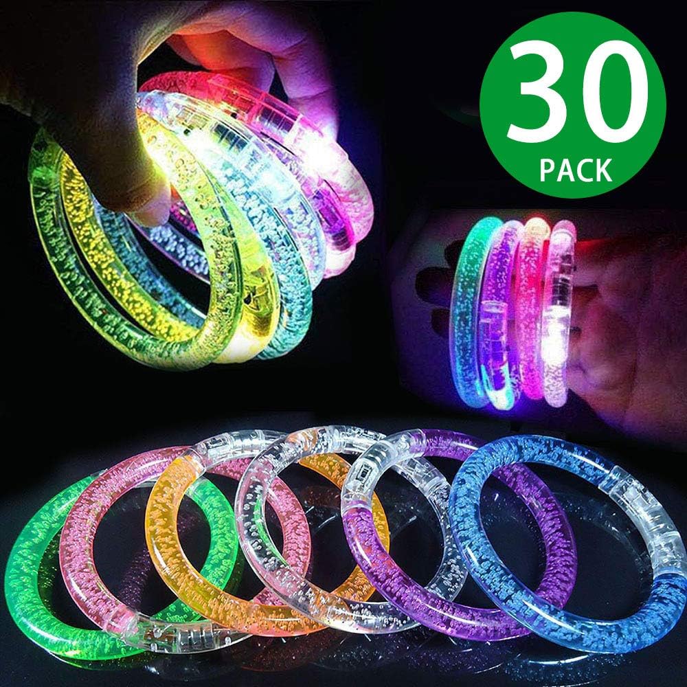 30 Pack Glow Sticks Bracelets ,6 Color LED Bracelets Party Supplies for Kids and Adults Glow in The Dark , LED Bracelet Light Up Party Favors for Concerts, Festivals, Sports, Parties, Night Events