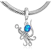 BOLENVI Opal Octopus 925 Sterling Silver Pendant Charm Bead For Pandora & Similar Charm Bracelets or Necklaces