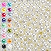 Vase Filler Pearls, 980 Pcs No Hole Pearl Vase Beads, Plastic Fake Pearl for Crafting, Pearls for Makeup Brush Holder Beads, Tabble Scatter, Vase Decor, Wedding Birthday Party (Ivory, 8mm)