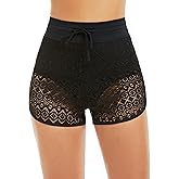 Lecieldusoir Women's Swim Shorts High Waisted Bathing Suit Lace Bottoms Swimsuit Bottoms Swimwear Bikini Board Shorts