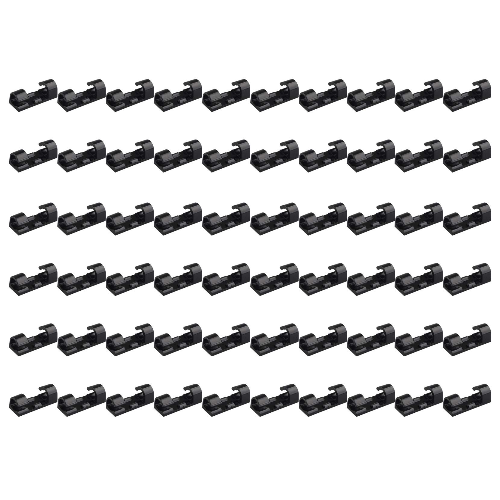 Futheda 60Pcs Strong Self-Adhesive Small Cable Clips Cable Drop Wire Holder, Durable Mount-Round Plastic Cord Management Organiser Clamps for Desk Wall Home Office (Black)