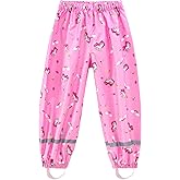 Toddler Rain Pants Kids' Waterproof Rain Pants Lightweight Reflective Rain Wear for Boys Girls