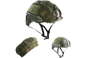BOOIU Airsoft Helmet, PJ Type Tactical Fast Helmet with Cover, Paintball Military Tactical Gear with Front NVG Mount Side Rail and Breathable Vent Holes for Cosplay Outdoor Activities