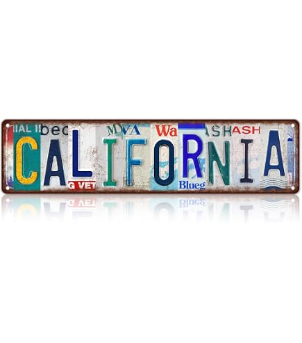 Targa In Metallo Lenrius - Pacific Coast Highway California - 30,5 X 20,3 Cm - Decorazione Vintage Per Parete
