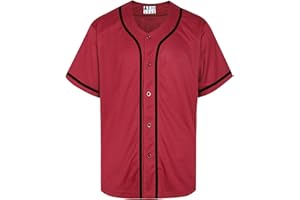 D DEHANER DEHANER Plain Blank Baseball Jerseys for Men Women Adult Hip Hop Hipster Button Down Shirts Sports Uniforms Outfits