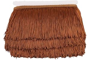 Heartwish268 Fringe Trim Lace Polyerter Fibre Tassel 4inch Wide 10 Yards Long for Clothes Accessories Latin Wedding Dress DIY Lamp Shade Decoration Black (Coffee)