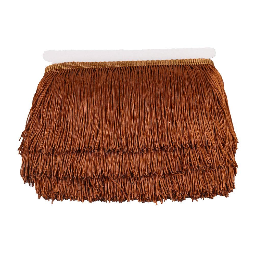 Fringe Trim Lace Polyerter Fibre Tassel 4 inch（″） Wide 10 Yards Long for Clothes Accessories and Latin Wedding Dress and DIY Lamp Shade Decoration Black White Red Gold Blue Pink Grey (Coffee, 4 inch)