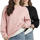 Chicingyou 2 Pack Women's Sherpa Lined Sweatshirts Crewneck Fleece Pullover Long Sleeve Tops Winter Soft Sweatshirts no hood