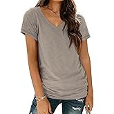 AUTOMET T-Shirts Short Sleeve V Neck Tees Tops for Women Fashion Trendy Lightweight Soft Casual Summer Outfits Clothes 2026