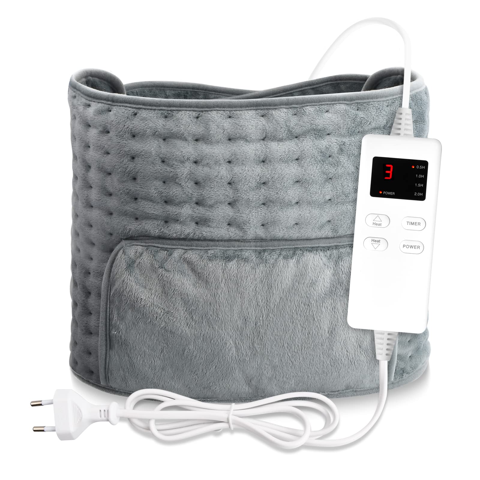 Heating Pad for Waist Warm Hand Heat Pad with Automatic Shut-Off, Quick Heating, with Back Warmer, Electric Blanket, 6 Heat Settings, Auto-Off Timer, Washable(Grey)