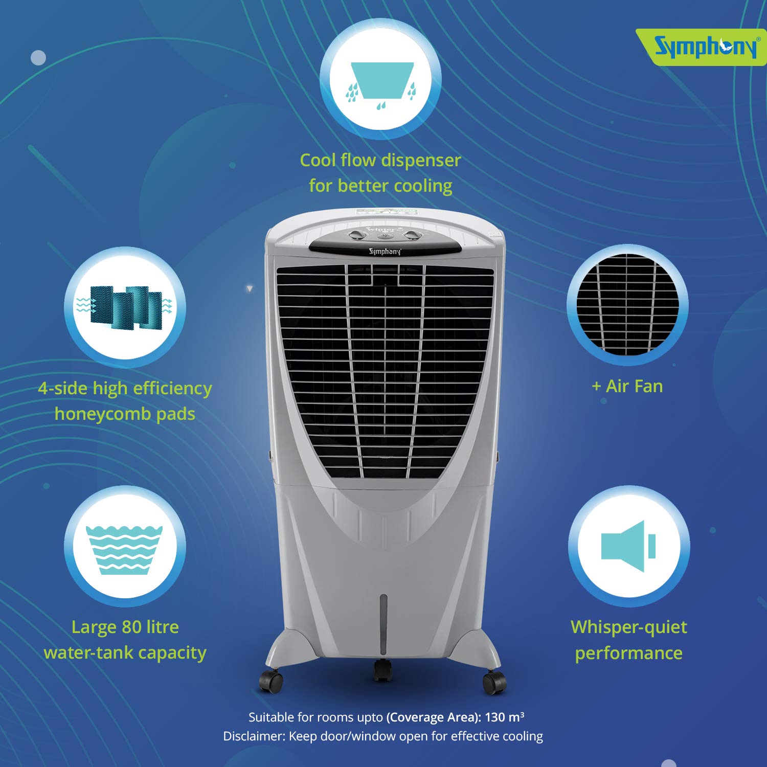 Symphony Winter 80 XL+ Powerful Desert Air Cooler 80litres with Plus