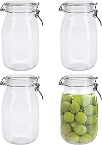 Lawei - Juego de 4 botes herméticos de acrílico transparente – 55 oz de