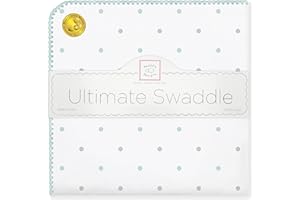 SwaddleDesigns Large Receiving Blanket, Ultimate Swaddle for Baby Boys, Girls, Softest US Cotton Flannel, Best Shower Gift, Made in USA, SeaCrystal and Sterling Little Dots (Mom's Choice Award Winner)