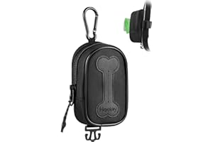 Heelay Dog Poop Bag Holder, Hands Free Cute Dog Poop Bag Dispenser for Leash with Big Opening Pet Waste Bag Holder Zippered Pouch with Carabiner Hook Waterproof Pet Poop Bag Holder Black