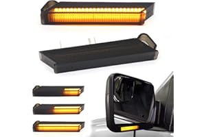 FetonAuto Sequential Amber LED Side Mirror Turn Signal Lights for 2004-2014 Ford F150 Raptor Lincoln Mark LT, Smoked Lens Dyn