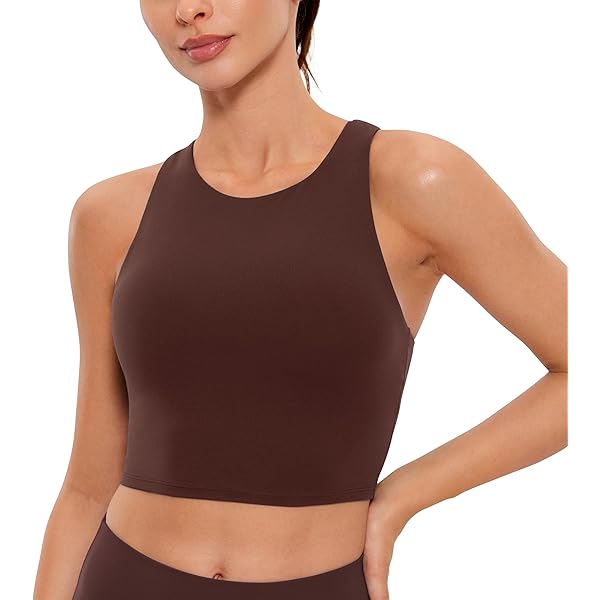 CRZ YOGA Dames Butterluxe Dubbel Gevoerde Workout Tanktops Scoop Hals Racerback Cropped Casual Mouwloos Shirt wit XXS
