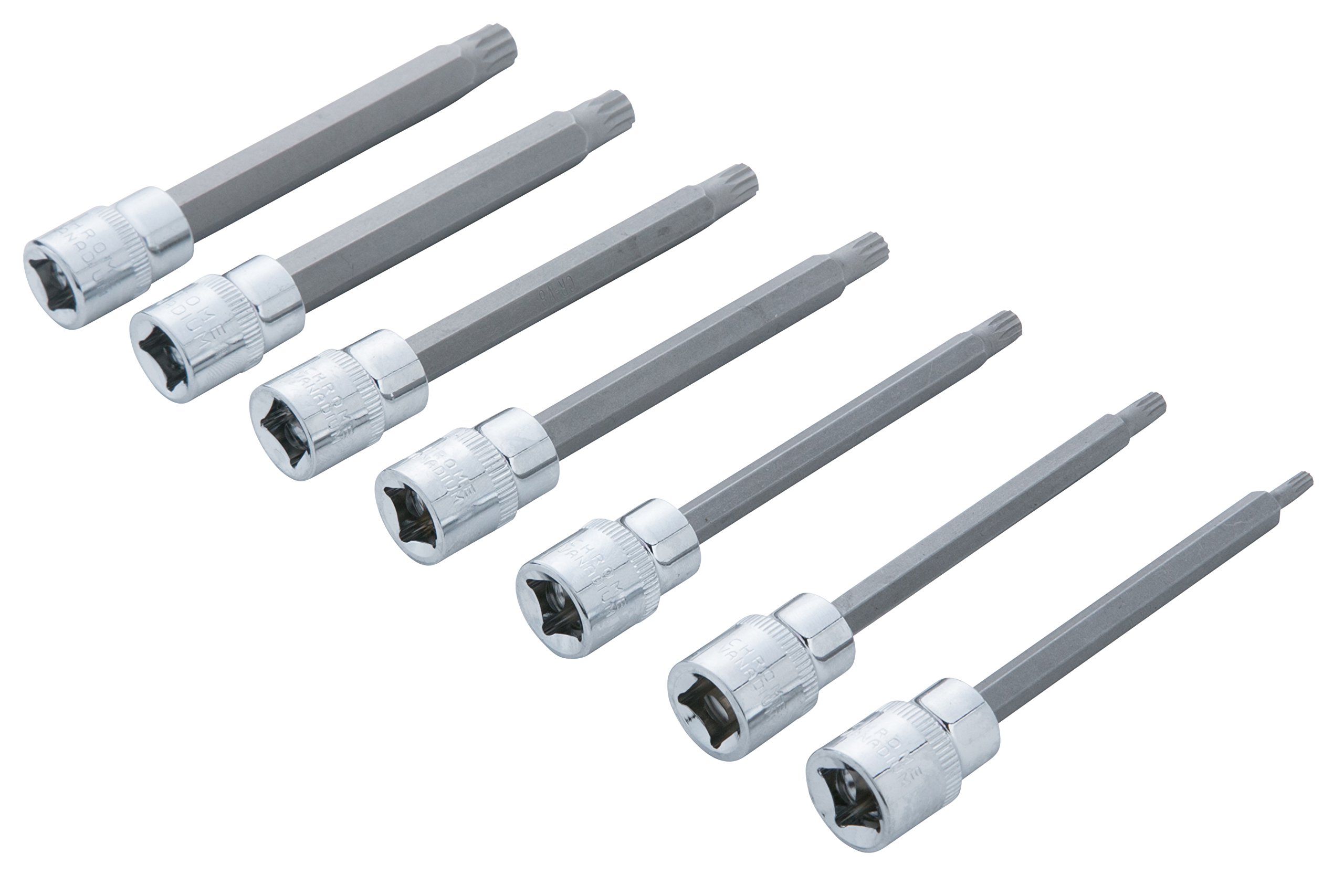 Blue Spot Tools 01512 BlueSpot 7 PCE 3/8" (M4-M10) Extra Long Spline Socket Bit Set, Set of 7 Pieces, Multi-Color