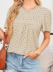 Falechay Apricot-Black Dots Tops for Women Cute