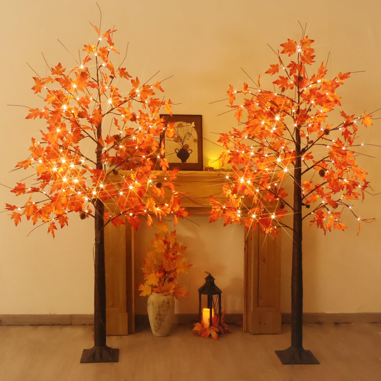 Photo 1 of Zcdl Lamp Fall Tree with Lights, 2 Pack 6FT Lighted Maple Tree, Prelit Artificial Tree Thanksgivng Decor, Dimmable Autumn Tree Lights, Lighted Fall Tree for Home Decor Harvest Halloween Decorations