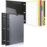 WOT I 2-Pack Telescoping 3 Ring Binder Notebooks, Black | Includes Front Cover / Tabbed Catalog Pocket / 5 Tab Dividers / 1 Pocket Folder / 60 Sheets of Paper