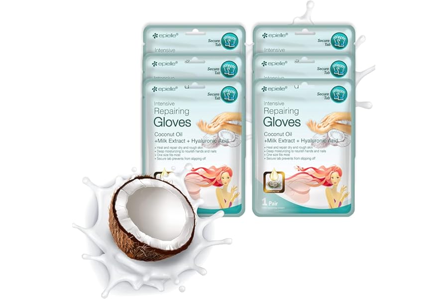 Epielle Intensive Repairing Hand Mask 6 Pairs, Deep Moisturizing Gloves for Dry, Cracked Hands, Self Care Gifts for Women, Spa Kit, Stocking Stuffers, Thanksgiving Essentials