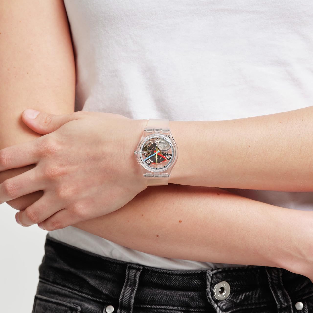 Swatch Gent Biosourced Unisex Watch Casual Plastic Transparent Quartz Waterproof Clearly Gent