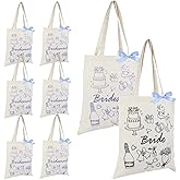 MveLwodx 8 Pcs Bridesmaid Tote Bags for Bridal Party, 1 Bride Bag With 7 Bridesmaid Gift Bags Canvas, Engagement Gift Bag