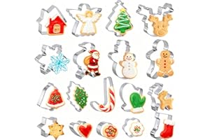 Jocomoni 18Pcs Christmas Cookie Cutters Xmas Snowflake Santa Gingerbread Man Christmas Shape Stainless Steel Biscuit Cutters 