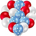Gejoy 55 Pcs Red Blue White Balloons Decoration 12 Inch Polka Dot Latex Balloons Arch Kit for Nautical Baseball Theme Party Birthday Wedding Decoration