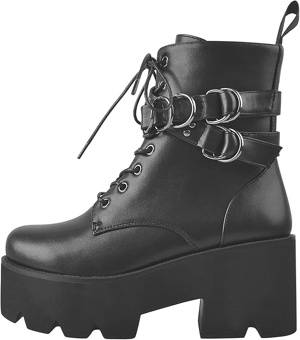 Only maker Women's Platform Ankle Boots with Track Sole Zip Up Chunky