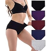 Redoll Women's Cotton Underwear High Waisted Ladies Panties Soft Full Coverage Briefs 5 Pack