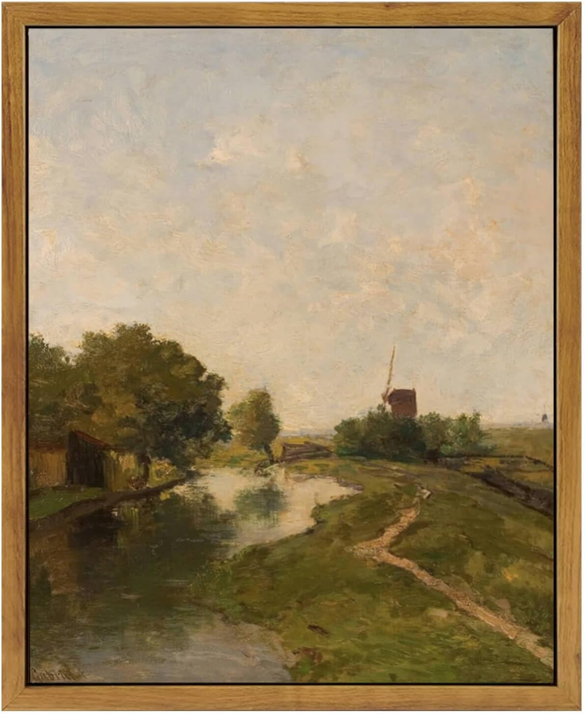 Wall Décor - WITCOLOR Framed Large Canvas Wall Art, 12×16in Vintage Wall Art Decor for Living Room Nature Landscape Countryside Wood Wall Art Prints Scenery Oil Painting for Bedroom Office Home Decoration