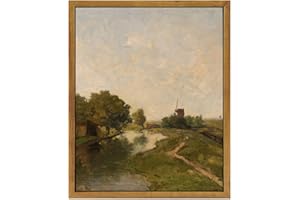 WITCOLOR Framed Large Canvas Wall Art, 12×16in Vintage Wall Art Decor for Living Room Nature Landscape Countryside Wood Wall Art Prints Scenery Oil Painting for Bedroom Office Home Decoration