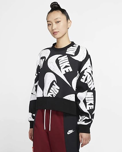 Amazon ナイキ Nike スエット クルーネック Wmns Icon Crush Crew Fleece Cj53 010 Black 010 Black S フィットネス トレーニング スウェット パーカー 通販