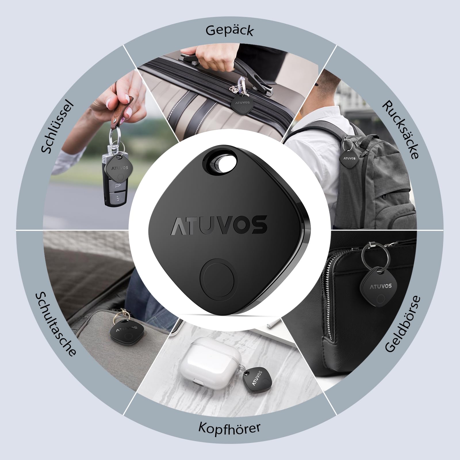 ATUVOS Air Tag Pro Smart Tags Tracker für Android & iOS, Neu Dual-System Schlüsselfinder kompatibel mit Google Mein Gerät finden or Apple Wo ist? App, Smarttag Key Finder für Gepäck, Koffer, 4er Pack. 7