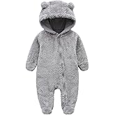 Newborn Baby Snowsuit Fleece Lined Onesie Outfits Warm Hooded Romper for Infant
