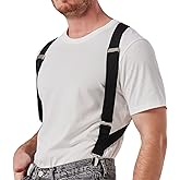 LazarsSpace 2 Clips Men's Suspenders X-Back Clip-On Elastic Braces for Formal and Casual Wear