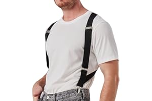LazarsSpace 2 Clips Men's Side Suspenders X-Back Clip-On Elastic Braces for Formal and Casual Wear