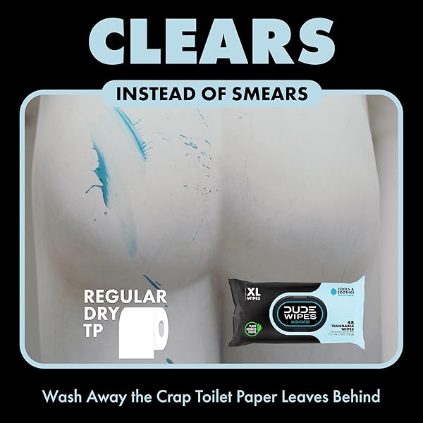 DUDE WIPES FRAGRANCE FREE HEMORRHOID FLUSHABLE WIPES – 1 PACK (48 COUNT) – EXTRA-LARGE, MEDICATED WITH WITCH HAZEL FOR SOOTHING RELIEF – SEPTIC AND SEWER SAFE