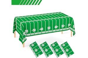 WNINK 4 Pack Football Tablecloths Party Decorations, Plastic Table Cover for Football Themed Birthday Party Football Games Decorations - 54 X 108 Inch