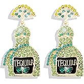 Champagne Earrings for Women Bottle Margarita Tequila Earrings Crystal Dangle Earring Cinco De Mayo Dress Accessories Party Jewelry Gifts